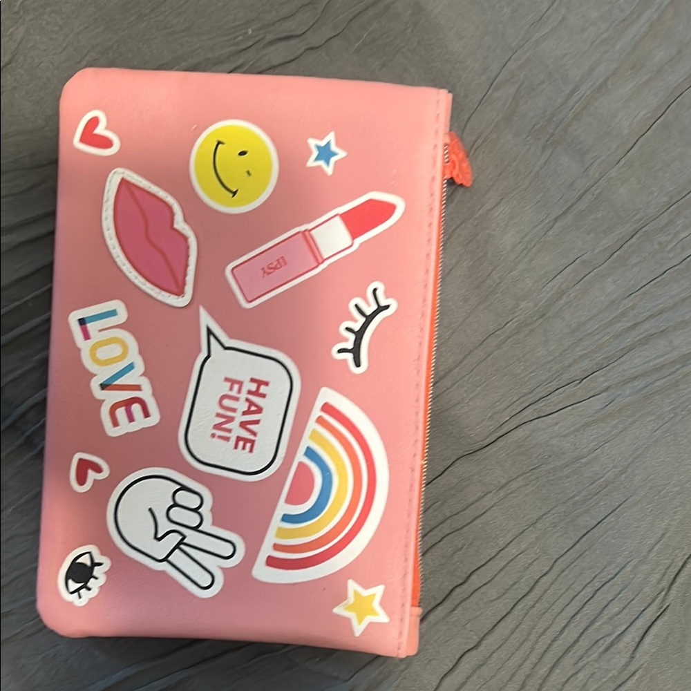 Pink Sticker-Decorated Bag with Playful Designs